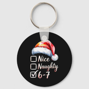6-7 Meme Funny Christmas Retro Santa Hat Xmas 6 7 Key Ring