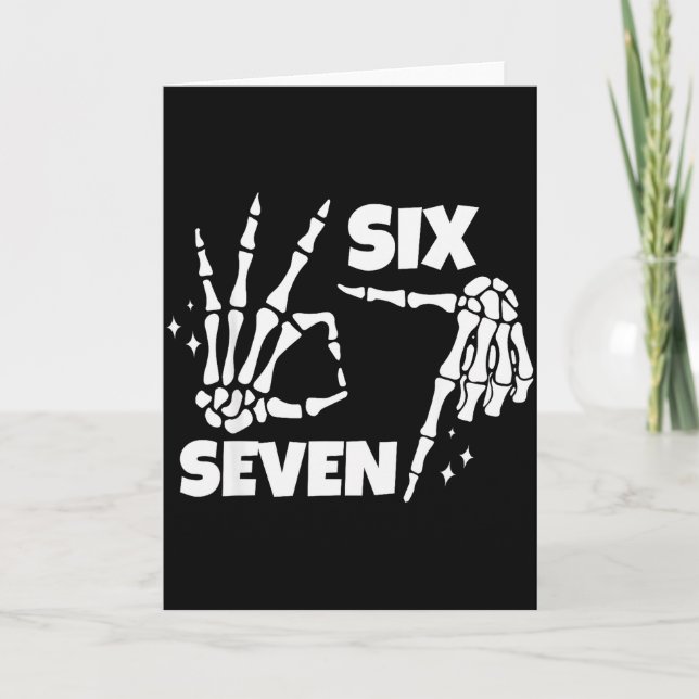 6 7 Meme Funny Skeleton Hands Halloween Couples Si Card (Front)