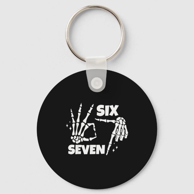 6 7 Meme Funny Skeleton Hands Halloween Couples Si Key Ring (Front)