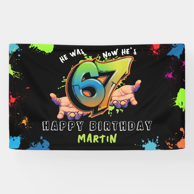 6 7 Meme Graffiti Six Seven Birthday Banner (Horizontal)