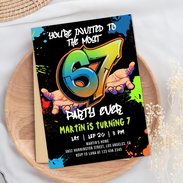 6 7 Meme Graffiti Six Seven Birthday Invitation (Creator Uploaded)