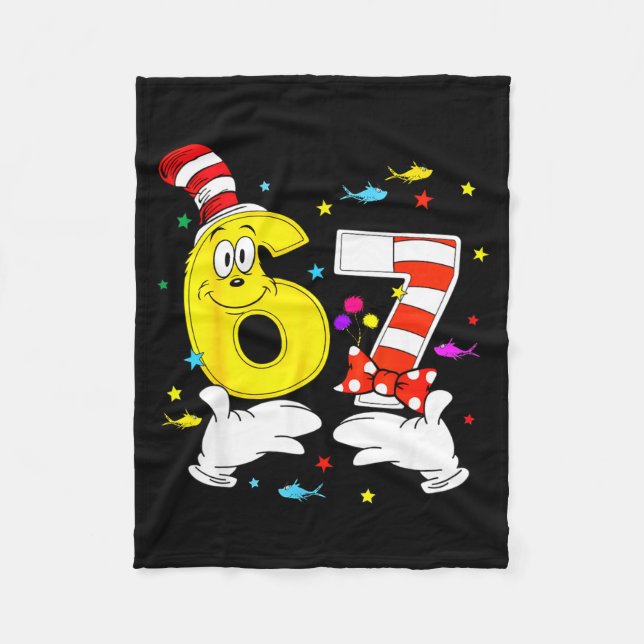 6 7 meme hands six seven read reading day book fleece blanket (Front)