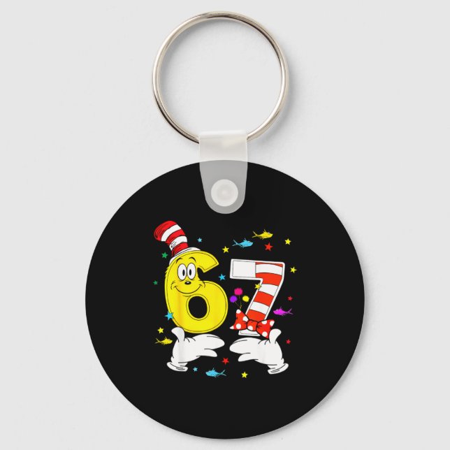 6 7 meme hands six seven read reading day book key ring (Front)