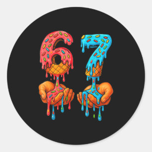 6 7 Meme Ice Cream Drip Funny Gen Alpha Slang  Classic Round Sticker