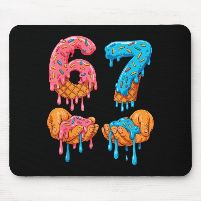 6 7 Meme Ice Cream Drip Gen Alpha Slang  Mouse Mat (Front)