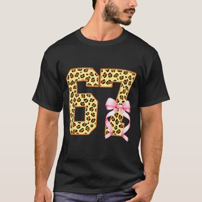 6-7 Meme Leopard Cheetah Cool Six-seven Funny 67 G T-Shirt (Front)