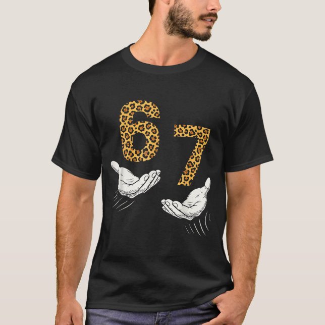 6-7 Meme Leopard Cheetah Cool Six-seven Funny  T-Shirt (Front)