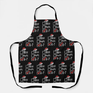 6-7 Meme Nice Naughty 67 Christmas Brain Rot Funny Apron