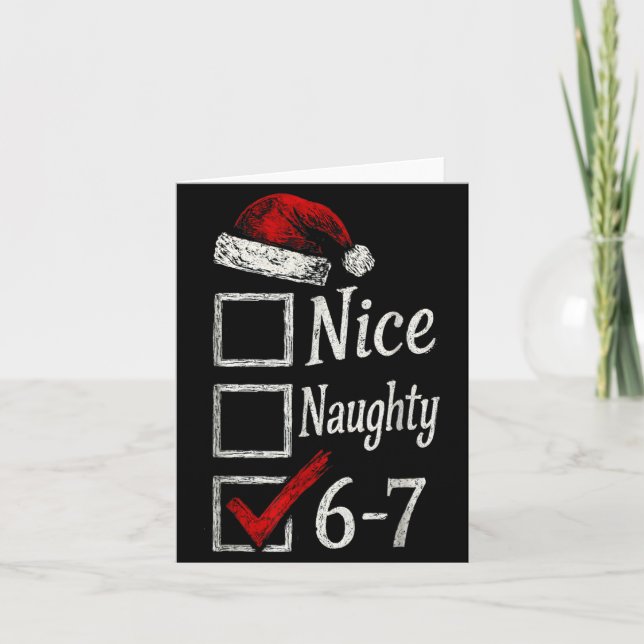 6-7 Meme Nice Naughty 67 Christmas Brain Rot Funny Card (Front)