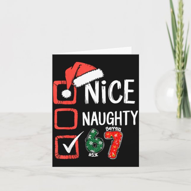 6-7 Meme Nice Naughty 67 Christmas Brain Rot Funny Card (Front)
