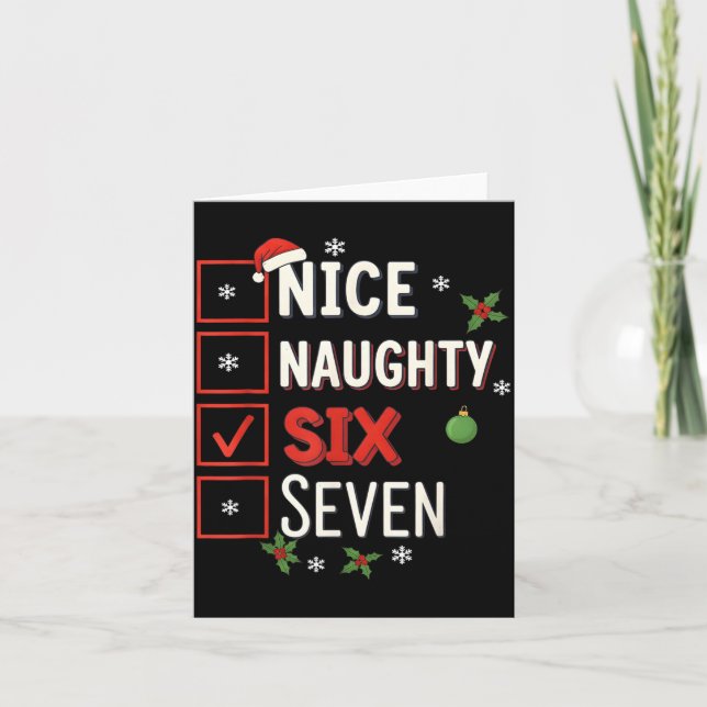 6-7 Meme Nice Naughty 67 Christmas Brain Rot Funny Card (Front)