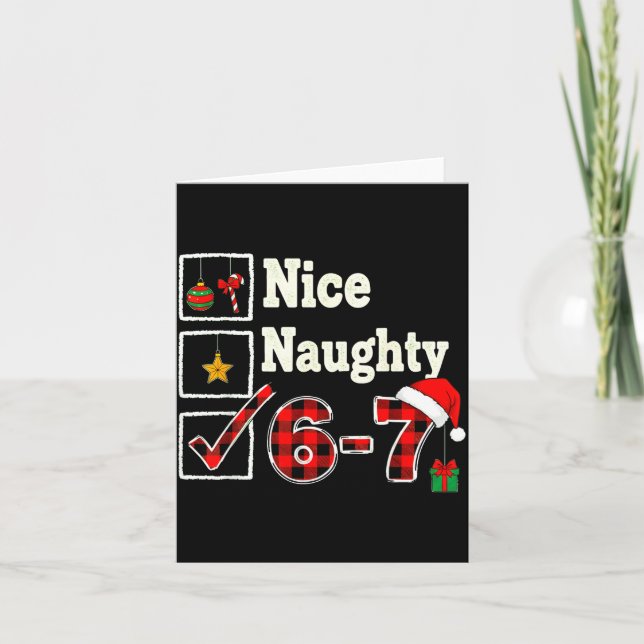 6-7 Meme Nice Naughty 67 Christmas Brain Rot Funny Card (Front)