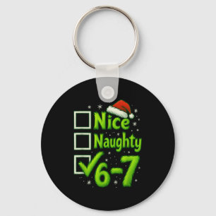 6-7 Meme Nice Naughty 67 Christmas Brain Rot Funny Key Ring