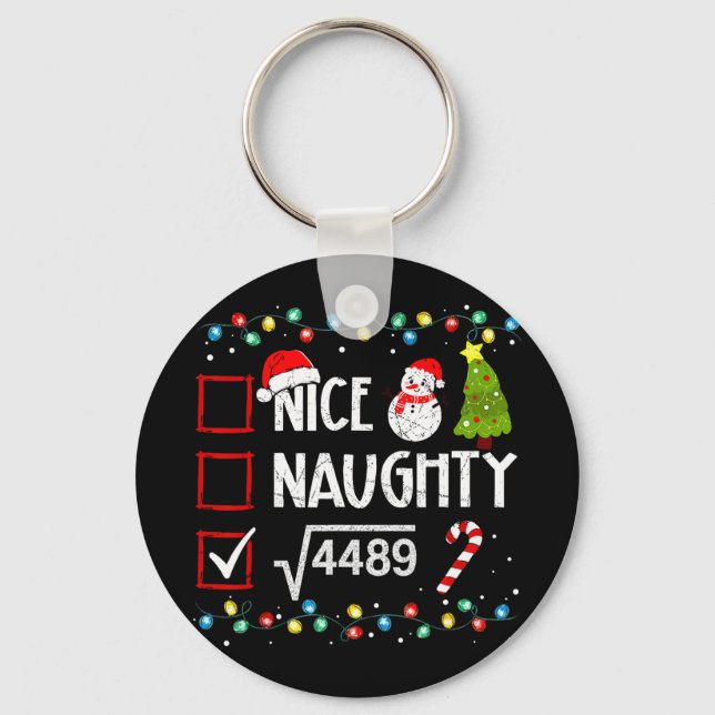 6-7 Meme Nice Naughty 67 Christmas Brain Rot Funny Key Ring (Front)