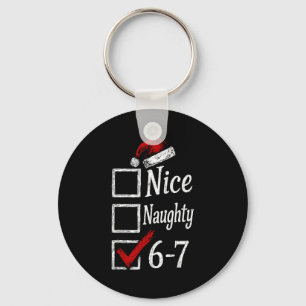 6-7 Meme Nice Naughty 67 Christmas Brain Rot Funny Key Ring