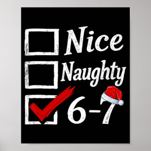 6-7 Meme Nice Naughty 67 Christmas Brain Rot Funny Poster