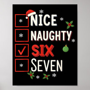6-7 Meme Nice Naughty 67 Christmas Brain Rot Funny Poster