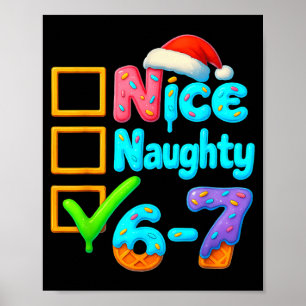 6-7 Meme Nice Naughty 67 Christmas Brain Rot Funny Poster