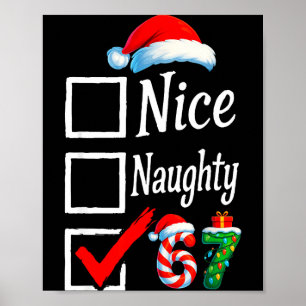6 7 Meme Nice Naughty 67 Christmas Brain Rot Funny Poster