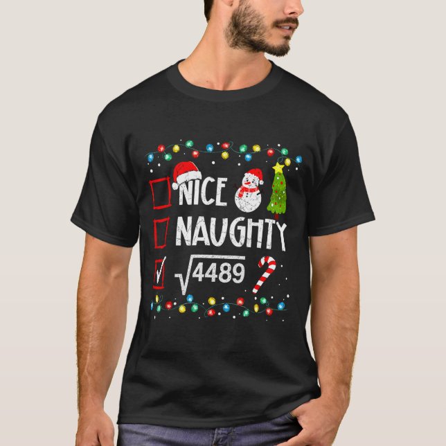6-7 Meme Nice Naughty 67 Christmas Brain Rot Funny T-Shirt (Front)
