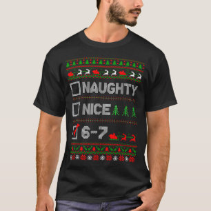 6-7 Meme Nice Naughty 67 Christmas Brain Rot Funny T-Shirt