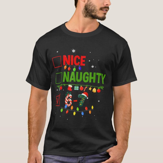 6-7 Meme Nice Naughty 67 Christmas Brain Rot Funny T-Shirt (Front)
