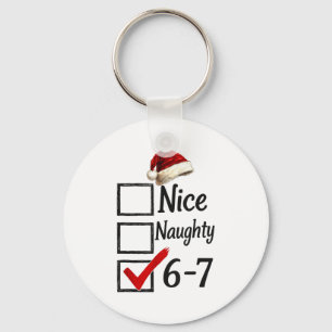 6-7 Meme Nice Naughty 67 Christmas Funny Brain Rot Key Ring