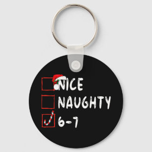 6-7 Meme Nice Naughty 67 Christmas Funny Graphic Key Ring