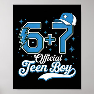6 + 7 Meme Official Teenager 13th Birthday Basebal Poster