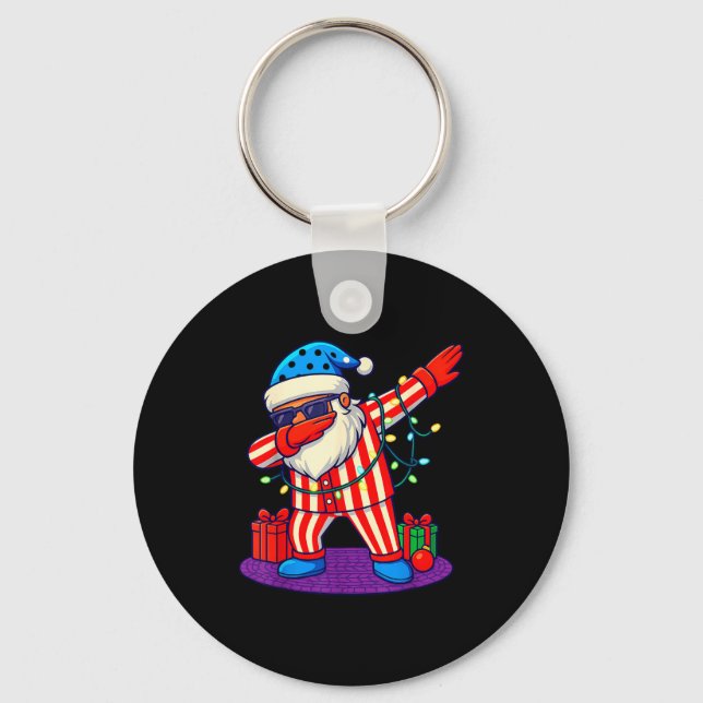 6-7 Meme Santa Dab 67 Christmas Brain Rot Funny Bo Key Ring (Front)
