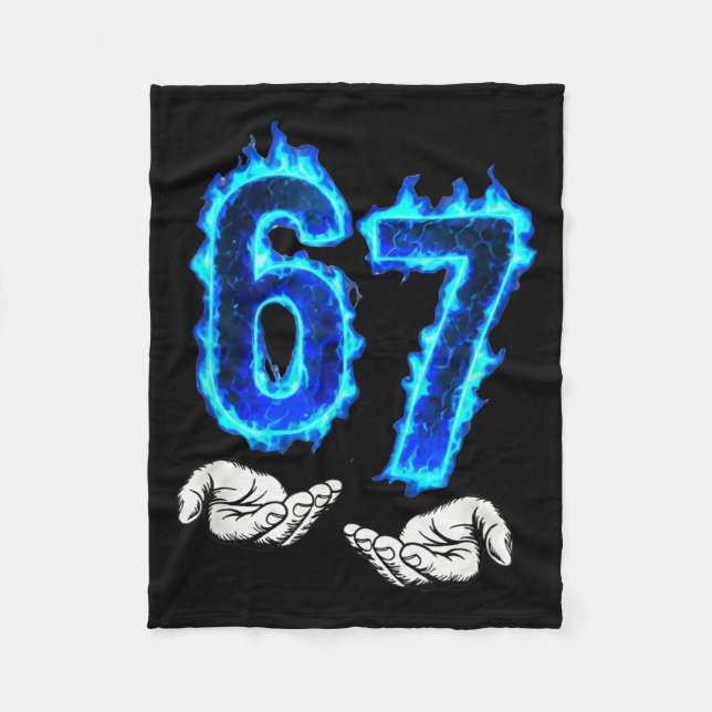 6 7 Meme Six Seven 67 Hands Meme Funny Men Girls B Fleece Blanket (Front)