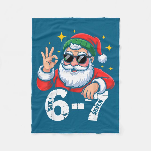6 7 Meme Six Seven Christmas Gen Z Alpha Teen Boys Fleece Blanket (Front)