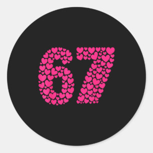 6 7 Meme Six Seven Heart Cute Nk Love Valentine Da Classic Round Sticker