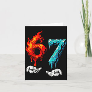 6 7 Meme Six Seven Ice 67 Flames Funny Kids Youth Card