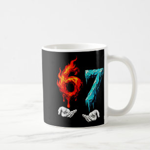 6 7 Meme Six Seven Ice 67 Flames Funny Kids Youth  Coffee Mug