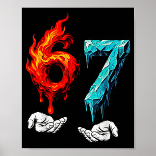 6 7 Meme Six Seven Ice 67 Flames Funny Kids Youth Poster