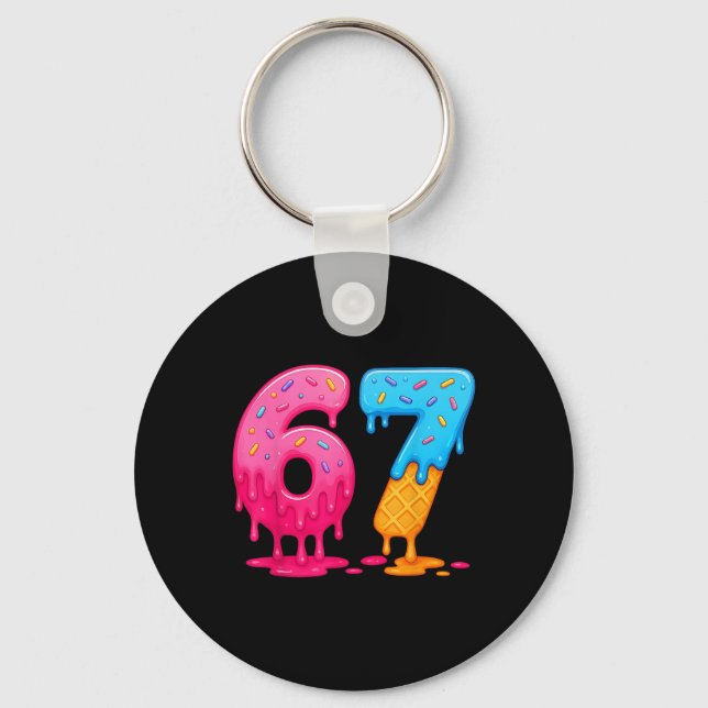 6 7 Meme Six Seven Ice Cream Drip  Key Ring (Front)