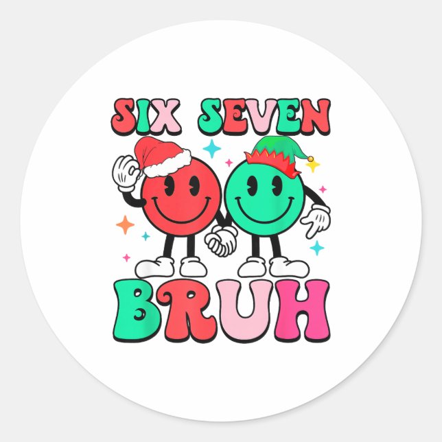 6 7 Meme Six Seven Xmas Funny 67 Christmas Boys Gi Classic Round Sticker (Front)