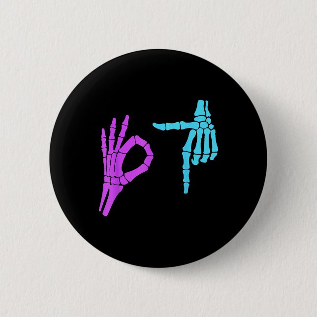 6 7 Meme Skeleton Hands 67  Cm Round Badge (Front)