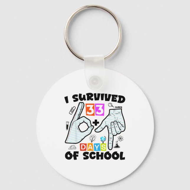 6 7 Meme Teacher I Survived 67+33 Days Of School S Key Ring (Front)