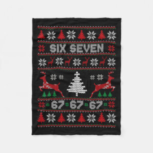 6 7 Meme Ugly Christmas Sweater 67 Six Seven Funny Fleece Blanket