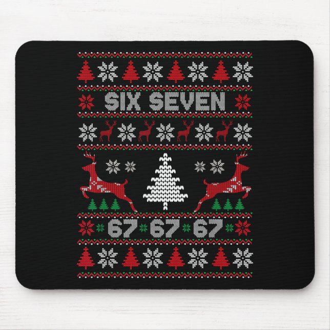 6 7 Meme Ugly Christmas Sweater 67 Six Seven Funny Mouse Mat (Front)