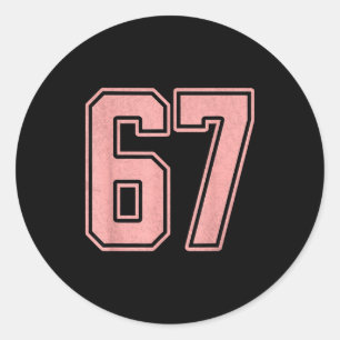 6 7 Number 67 Baseball Funny Meme Tee For Women  Classic Round Sticker