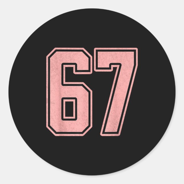 6 7 Number 67 Baseball Funny Meme Tee For Women  Classic Round Sticker (Front)