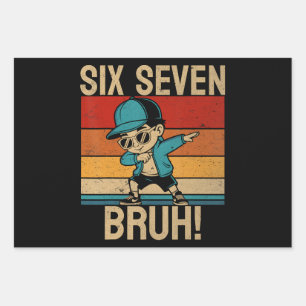 6 7 Numbers Dabbing Six Seven Bruh Wrapping Paper Sheet