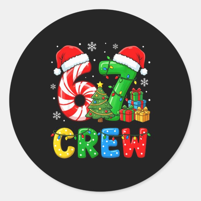 6 7 Pajamas Six Seven Matching Ugly Christmas 67 F Classic Round Sticker (Front)