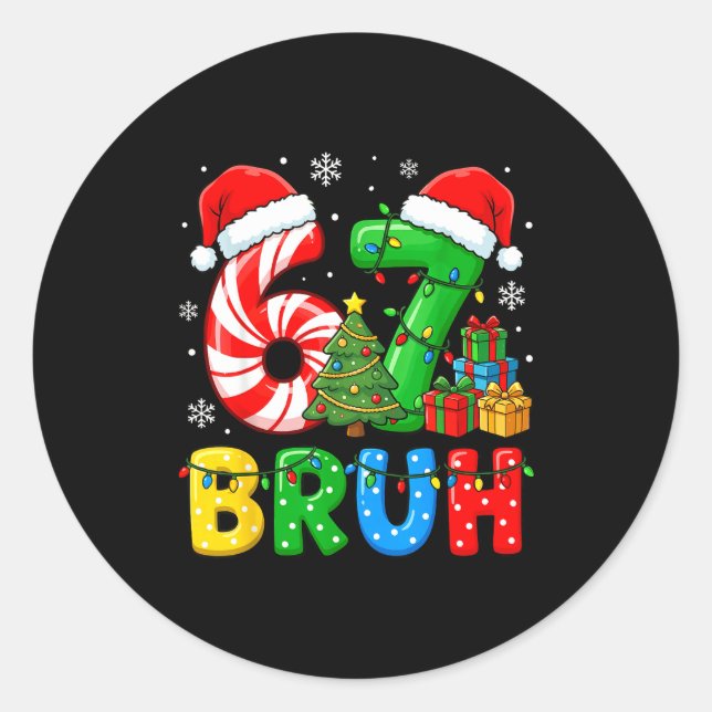 6 7 Pajamas Six Seven Matching Ugly Christmas 67 G Classic Round Sticker (Front)
