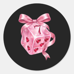 6 7 Preppy Valentine Y2k Funny Coquette Nk Dice Bo Classic Round Sticker