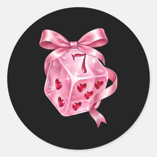 6 7 Preppy Valentine Y2k Funny Coquette Nk Dice Bo Classic Round Sticker (Front)