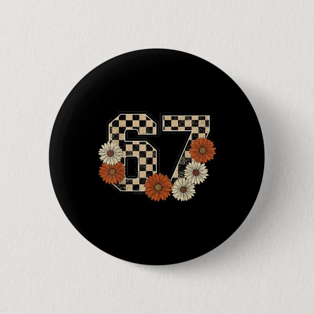 6 7 Retro Fall Meme Checkerboard Tee Haunted  Cm Round Badge (Front)